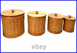 16-pieces Longaberger Retired Canister Baskets Warm Brown withStorage Protectors