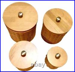 16-pieces Longaberger Retired Canister Baskets Warm Brown withStorage Protectors