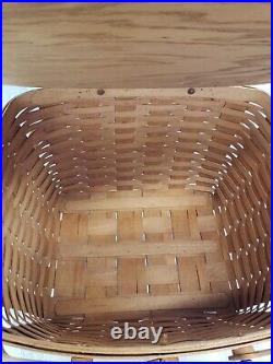 1991 Longaberger Large Picnic Basket Liner, Protector & Riser COMB Swing Handle