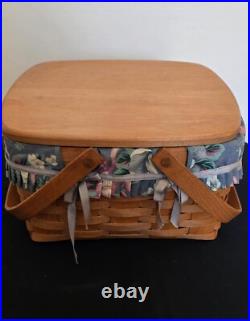 1994 Longaberger Swing Handle Pie Basket Riser Insert Fabric Liner Handle Sleeve