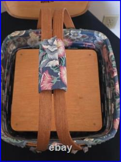 1994 Longaberger Swing Handle Pie Basket Riser Insert Fabric Liner Handle Sleeve