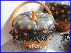 1995-1997 Longaberger set of 3 Pumpkin Baskets Combos Halloween Boo Fabric