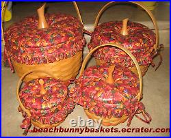 1995-1997 Longaberger set of 4 Pumpkin Baskets Combos Fall Foliage Accessories