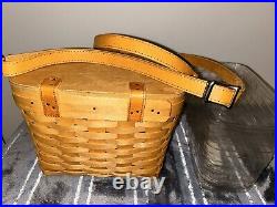 1996 Longaberger Classic Shoulder Purse Basket with Liner and Plastic Protector