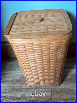 1997 Vintage Longaberger Large Hamper Laundry Basket with Lid and Protector 1997 Vintage Longaberger Large Hamper Laundry Basket with Lid and Protector