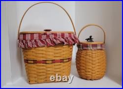 1998-2001 LOT of 6 VINTAGE LONGABERGER Baskets with Liners/Protectors