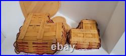 1998-2001 LOT of 6 VINTAGE LONGABERGER Baskets with Liners/Protectors