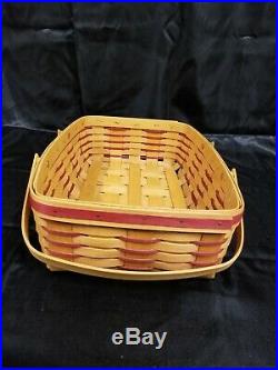 1998 Longaberger Red Gourmet Medium Gathering Basket LID Protector & Liner Set