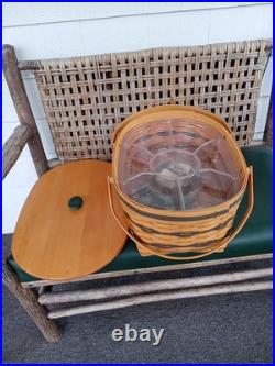 1999 Longaberger Traditions Generosity Woven Basket With Protectors Lid Liner