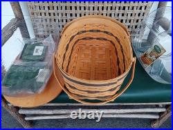 1999 Longaberger Traditions Generosity Woven Basket With Protectors Lid Liner