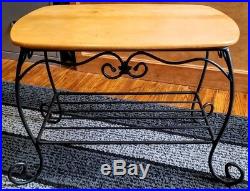 1999 Longaberger Treasure Basket Woodcraft Shelf Top Wrought Iron Stand Set EUC