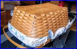 1999 Longaberger Treasure Basket Woodcraft Shelf Top Wrought Iron Stand Set EUC