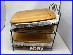 1999 Longaberger Wrought Iron 2 Tier Paper Stand w lid/protectors/liners