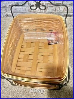 1999 Longaberger Wrought Iron 2-basket Desk Organizer With 1 Lid & 2 Protectors 1999 Longaberger Wrought Iron 2-basket Desk Organizer With 1 Lid & 2 Protectors