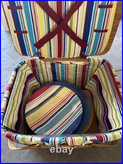 2000 Longaberger Picnic Basket Complete With Dishes handles, leather/wood clasp 2000 Longaberger Picnic Basket Complete With Dishes handles, leather/wood clasp