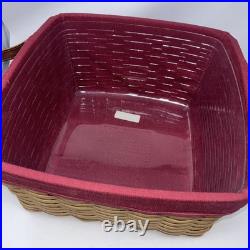 2000 Longaberger Wash Day Basket Combo Leather Handles Fabric & Plastic Liner