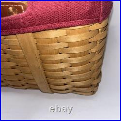2000 Longaberger Wash Day Basket Combo Leather Handles Fabric & Plastic Liner