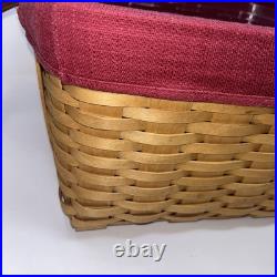 2000 Longaberger Wash Day Basket Combo Leather Handles Fabric & Plastic Liner