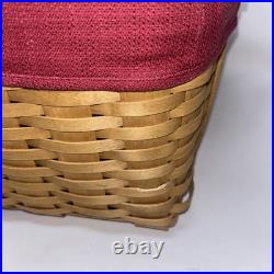 2000 Longaberger Wash Day Basket Combo Leather Handles Fabric & Plastic Liner