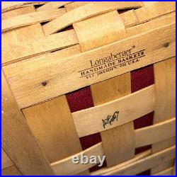 2000 Longaberger Wash Day Basket Combo Leather Handles Fabric & Plastic Liner