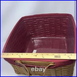 2000 Longaberger Wash Day Basket Combo Leather Handles Fabric & Plastic Liner