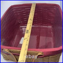 2000 Longaberger Wash Day Basket Combo Leather Handles Fabric & Plastic Liner