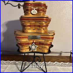 2001 Christmas Collection Red Shining Star Trio And Wrought Iron Stand