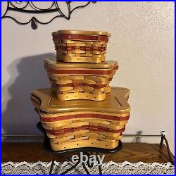 2001 Christmas Collection Red Shining Star Trio And Wrought Iron Stand