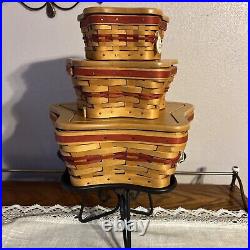 2001 Christmas Collection Red Shining Star Trio And Wrought Iron Stand