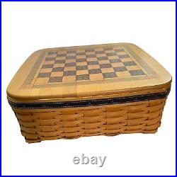 2001 Longaberger Checkers Game Checkerboard Large Woven Basket