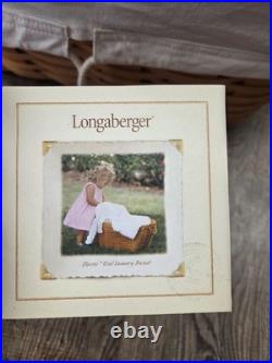 2001 Longaberger Classic Oval Laundry Basket Liner Protector Card Wooden Lid