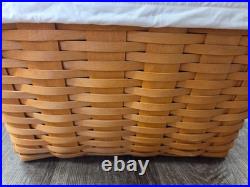 2001 Longaberger Classic Oval Laundry Basket Liner Protector Card Wooden Lid