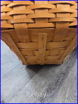 2001 Longaberger Classic Oval Laundry Basket Liner Protector Card Wooden Lid