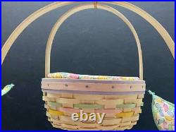 2001 Longaberger Large & Small White Washed Easter Basket Set Liners & Protector