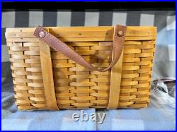 2001 Longaberger Small Wash Day Basket Protector Leather Handles 2001 Longaberger Small Wash Day Basket Protector Leather Handles