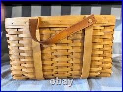 2001 Longaberger Small Wash Day Basket Protector Leather Handles 2001 Longaberger Small Wash Day Basket Protector Leather Handles