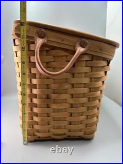 2001 Longaberger Warm Brown Newspaper Magazine Basket Plastic Protector Handles 2001 Longaberger Warm Brown Newspaper Magazine Basket Plastic Protector Handles