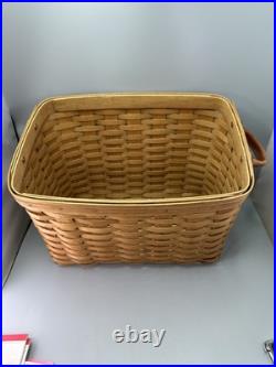 2001 Longaberger Warm Brown Newspaper Magazine Basket Plastic Protector Handles 2001 Longaberger Warm Brown Newspaper Magazine Basket Plastic Protector Handles