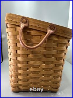 2001 Longaberger Warm Brown Newspaper Magazine Basket Plastic Protector Handles 2001 Longaberger Warm Brown Newspaper Magazine Basket Plastic Protector Handles