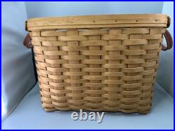 2001 Longaberger Warm Brown Newspaper Magazine Basket Plastic Protector Handles 2001 Longaberger Warm Brown Newspaper Magazine Basket Plastic Protector Handles