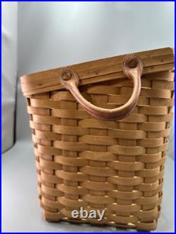 2001 Longaberger Warm Brown Newspaper Magazine Basket Plastic Protector Handles 2001 Longaberger Warm Brown Newspaper Magazine Basket Plastic Protector Handles