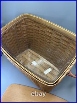 2001 Longaberger Warm Brown Newspaper Magazine Basket Plastic Protector Handles 2001 Longaberger Warm Brown Newspaper Magazine Basket Plastic Protector Handles