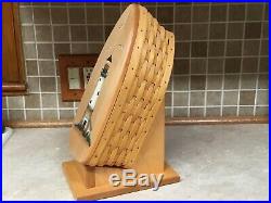 2002 Longaberger Row Your Boat Basket Set -Protector, Divider, Painted Lid, stand
