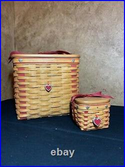 2002 Longaberger Valentines Sweetheart Lg & Sm Sweetest Gift Basket Set Combos