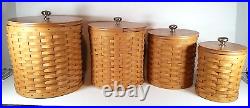 2003 Longaberger Basket Wooden Lids, Protectors & Lids 16-Pc Canister Set 2003 Longaberger Basket Wooden Lids, Protectors & Lids 16-Pc Canister Set