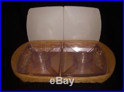 2003 Longaberger Classic Serve It Up Basket & Plastic Protector Sets & Lids EUC