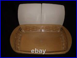 2003 Longaberger Classic Serve It Up Basket, Plastic Protector Sets & Lids EUC