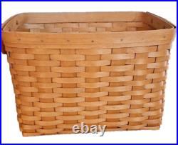 2003 Longaberger Newspaper/Magazine Basket with Wrought Iron Basket Stand