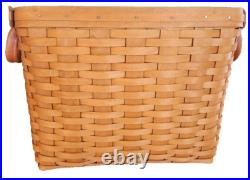 2003 Longaberger Newspaper/Magazine Basket with Wrought Iron Basket Stand