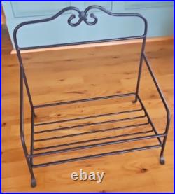 2003 Longaberger Newspaper/Magazine Basket with Wrought Iron Basket Stand